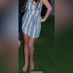 Princess Polly Blue and White Wrap Dress